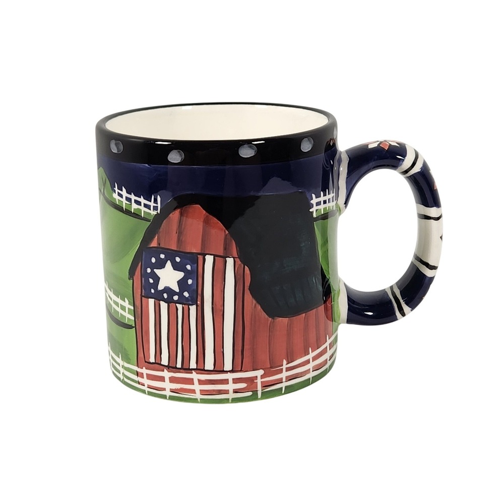 VTG Milson and Louis Hand Painted Farm 4"‎ Mug Barn Animals Americana